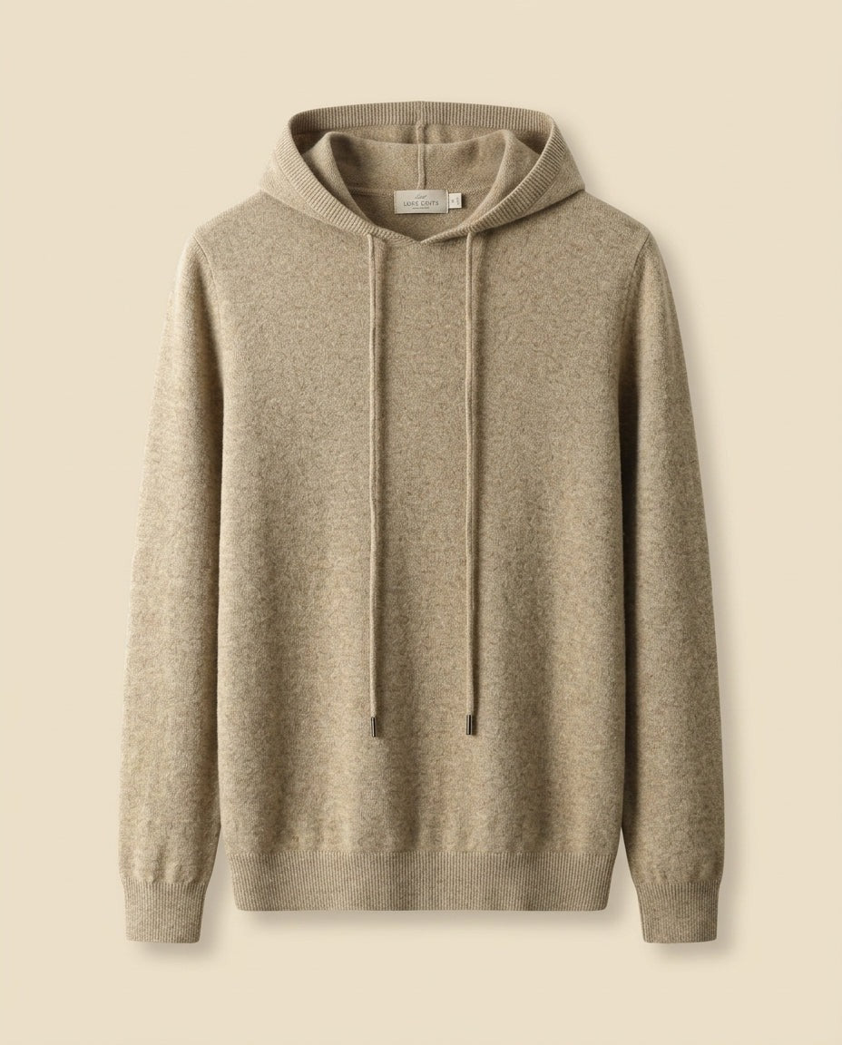 Cashmere-Blend Knit Hoodie Camel