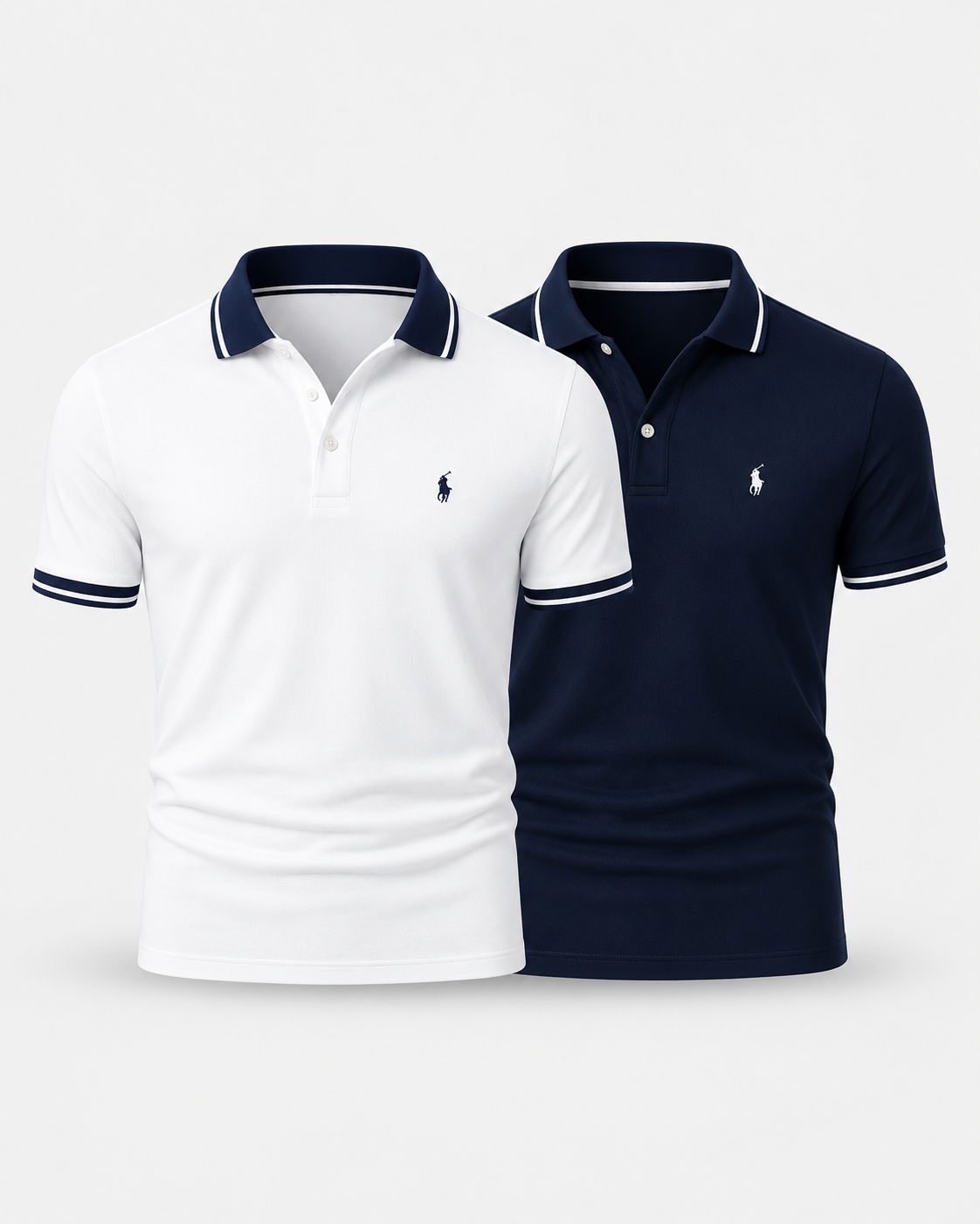 2-Pack Tipped Cotton Polo Shirts — men's polo shirts, front view