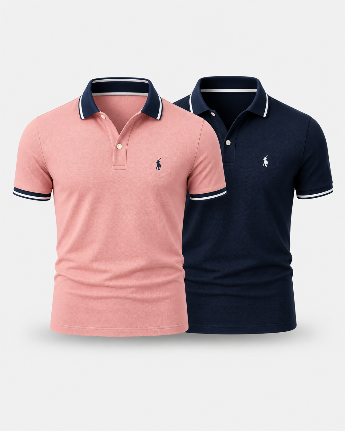 2-Pack Tipped Cotton Polo Shirts — men's polo shirts, close-up