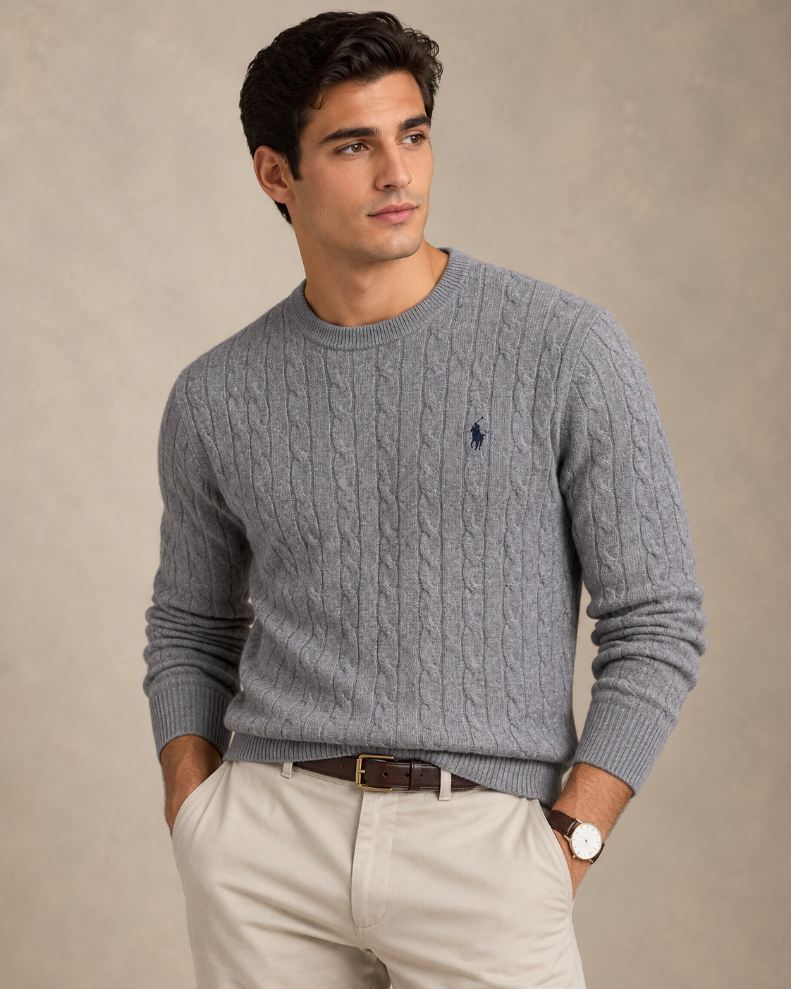 Cable-Knit Cotton Jumper — men's jumpers, detail