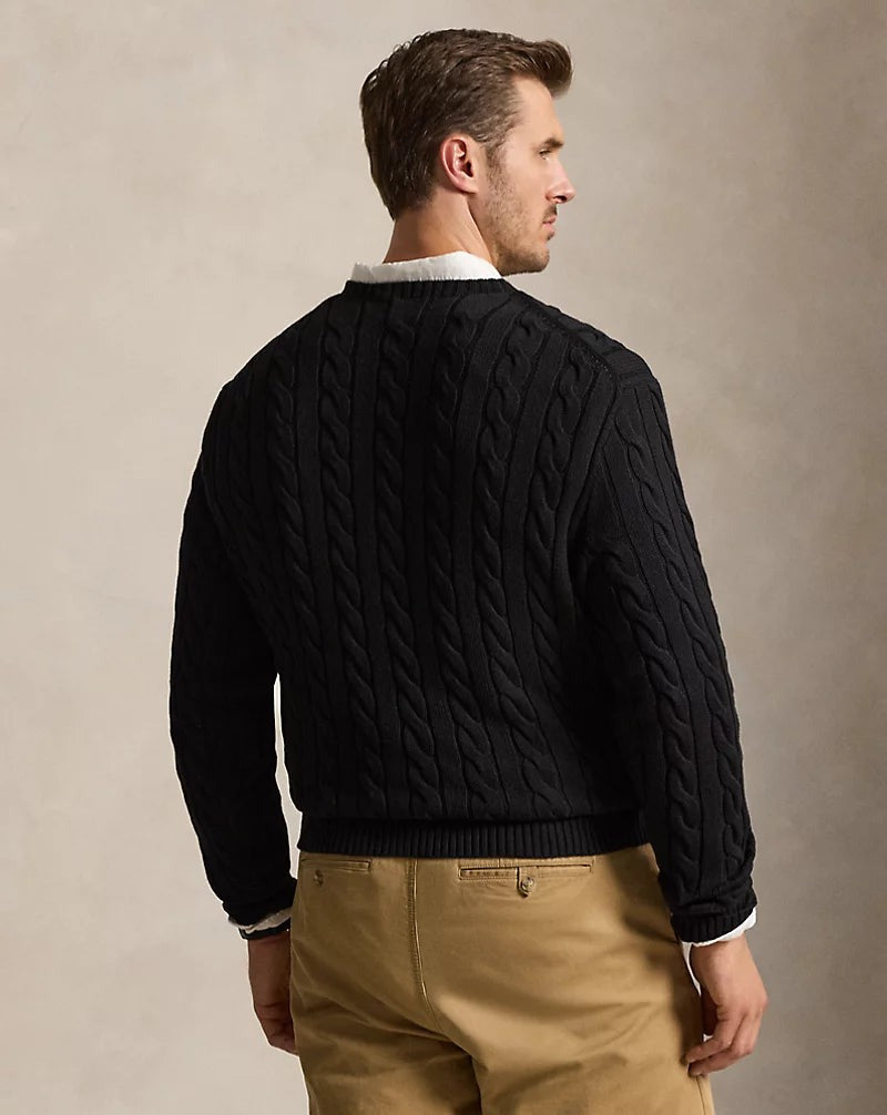 Cable-Knit Cotton Jumper — men's jumpers, side view