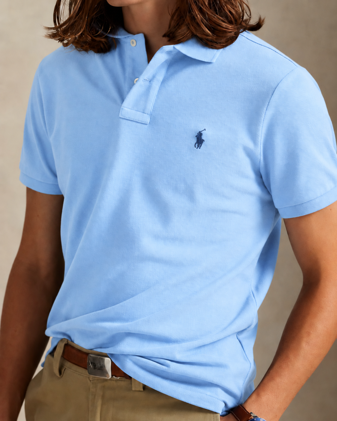 Slim Fit Cotton Mesh Polo — men's polo shirts, detail