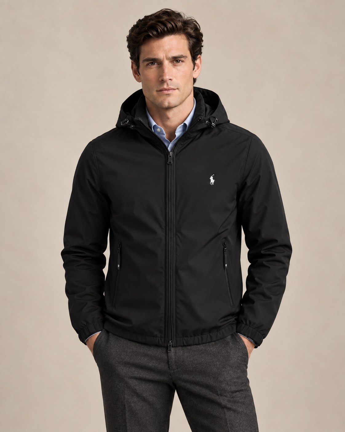 Hooded Lightweight Windbreaker — men's windbreakers, flat lay