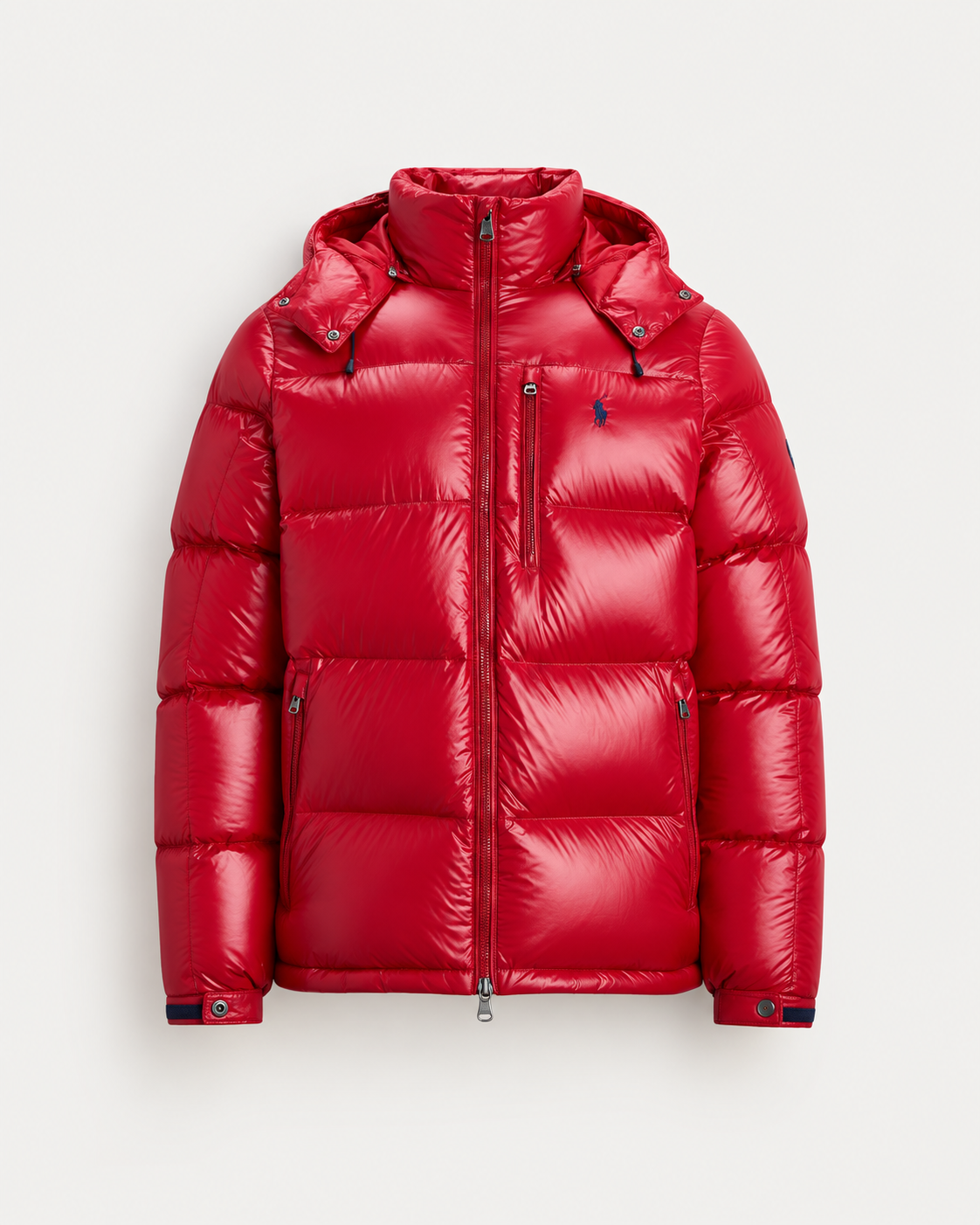 Lacquered-Shell Down Jacket — men's down jackets, flat lay