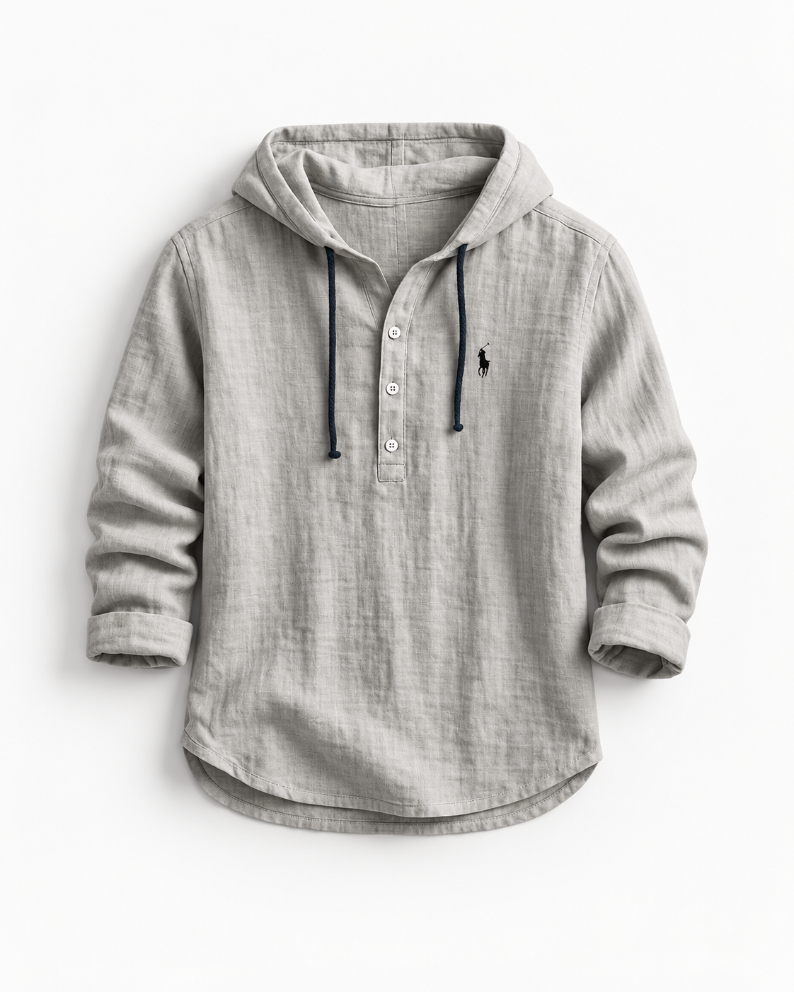 Linen-Blend Hooded Shirt — men's linen shirts, close-up