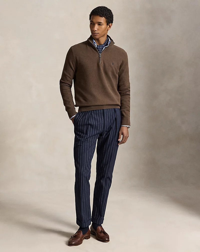 Mesh-Knit Cotton Quarter-Zip Jumper — men's quarter-zip jumpers, side view