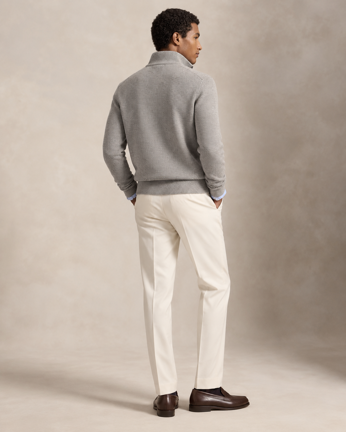 Mesh-Knit Cotton Quarter-Zip Jumper — men's quarter-zip jumpers, flat lay