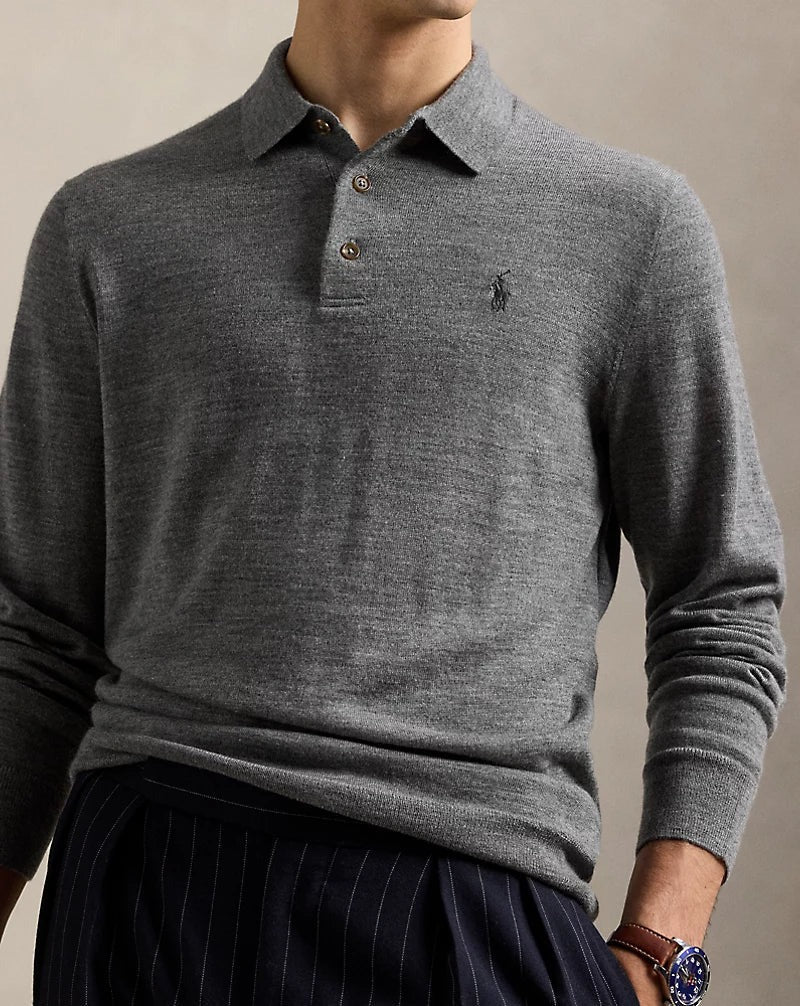 Fine-Gauge Wool Polo-Collar Jumper
