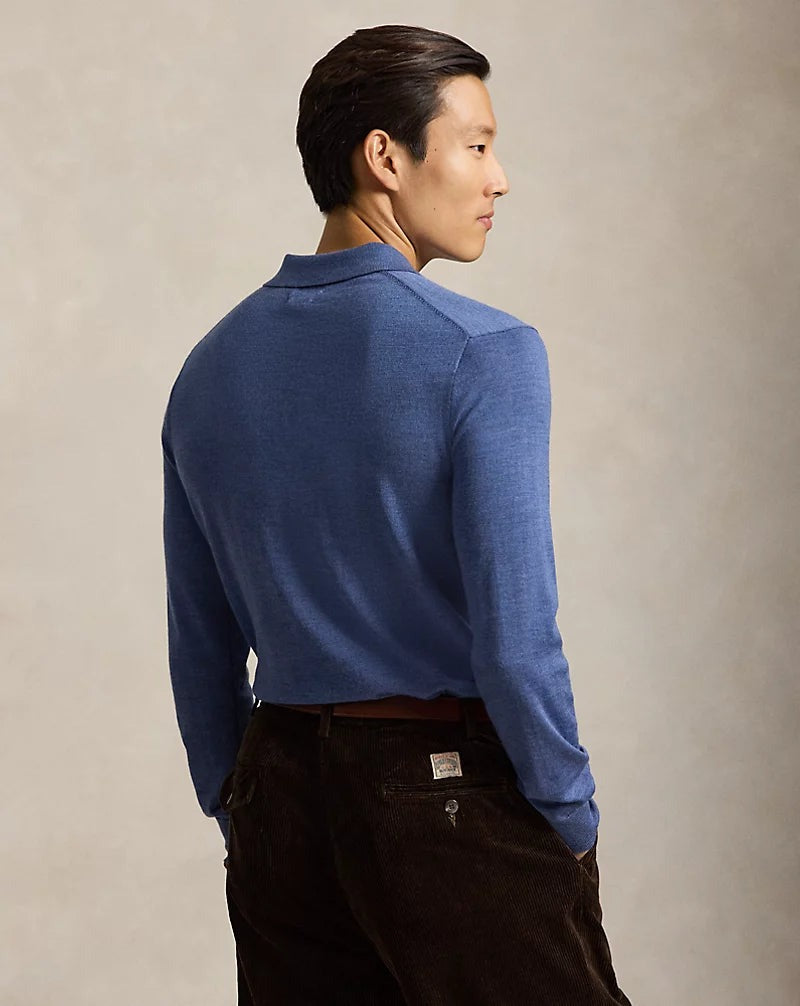 Fine-Gauge Wool Polo-Collar Jumper