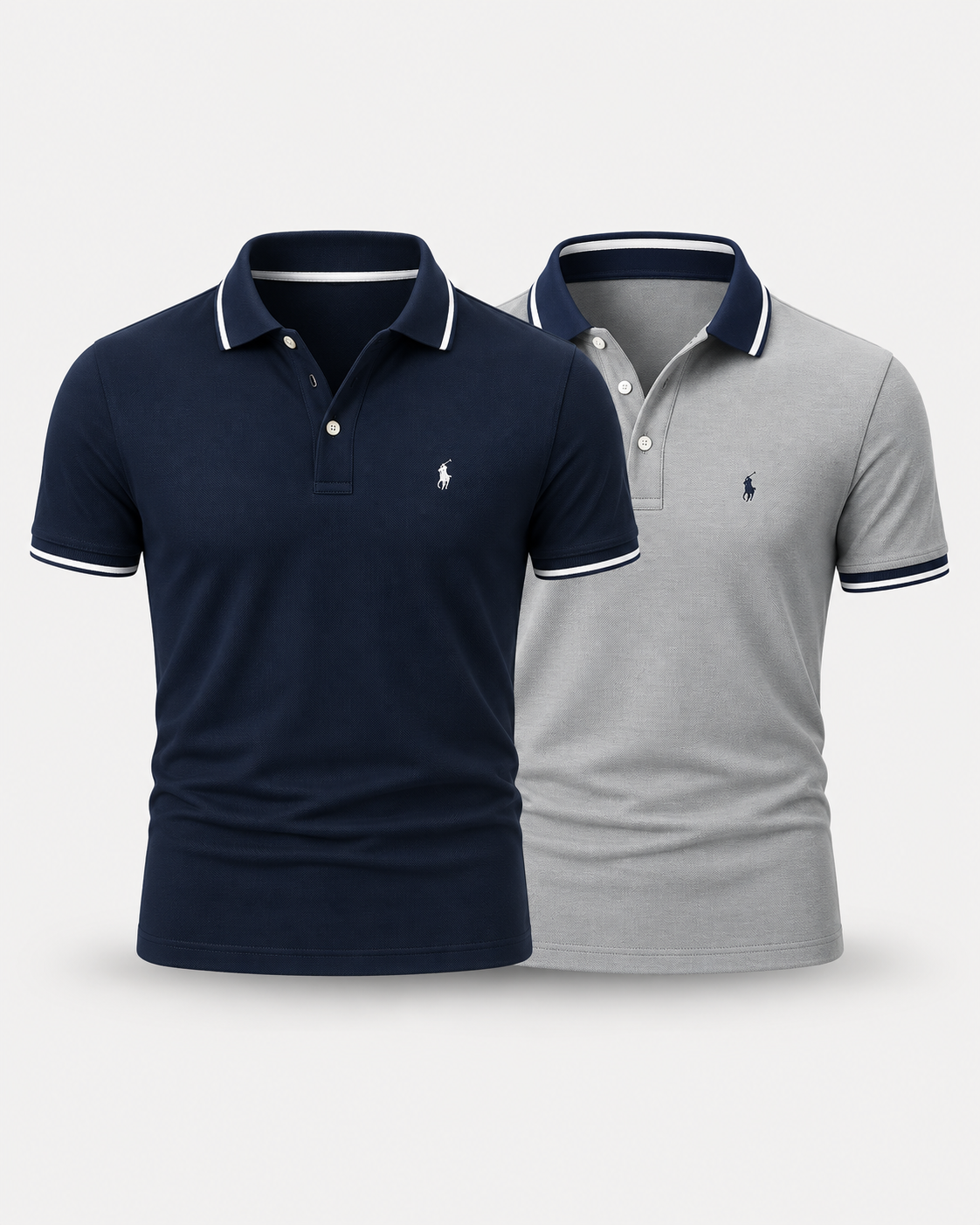 2-Pack Tipped Cotton Polo Shirts — men's polo shirts, flat lay