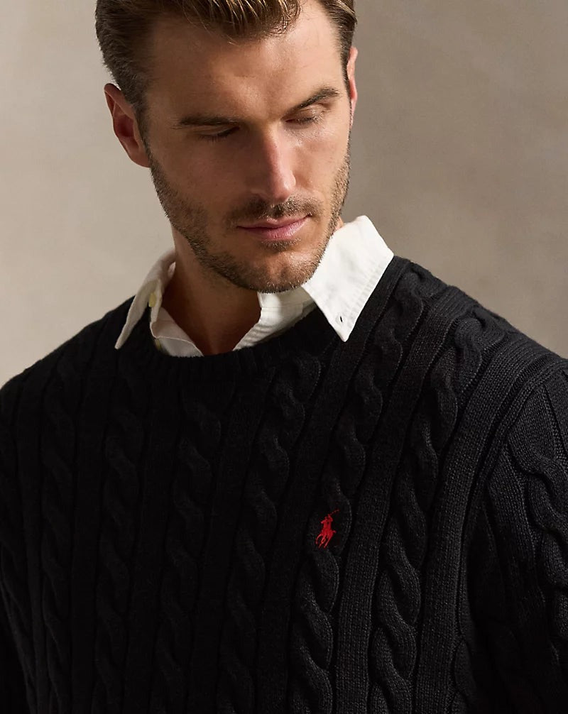 Cable-Knit Cotton Jumper — men's jumpers, detail
