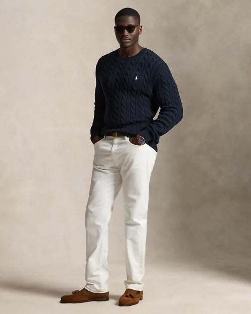 Cable-Knit Cotton Jumper — men's jumpers, alternate view
