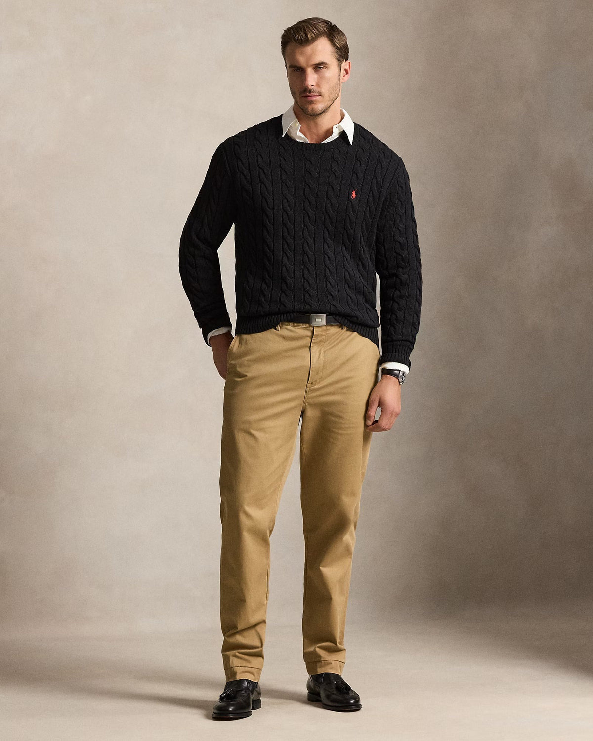 Cable-Knit Cotton Jumper — men's jumpers, front view