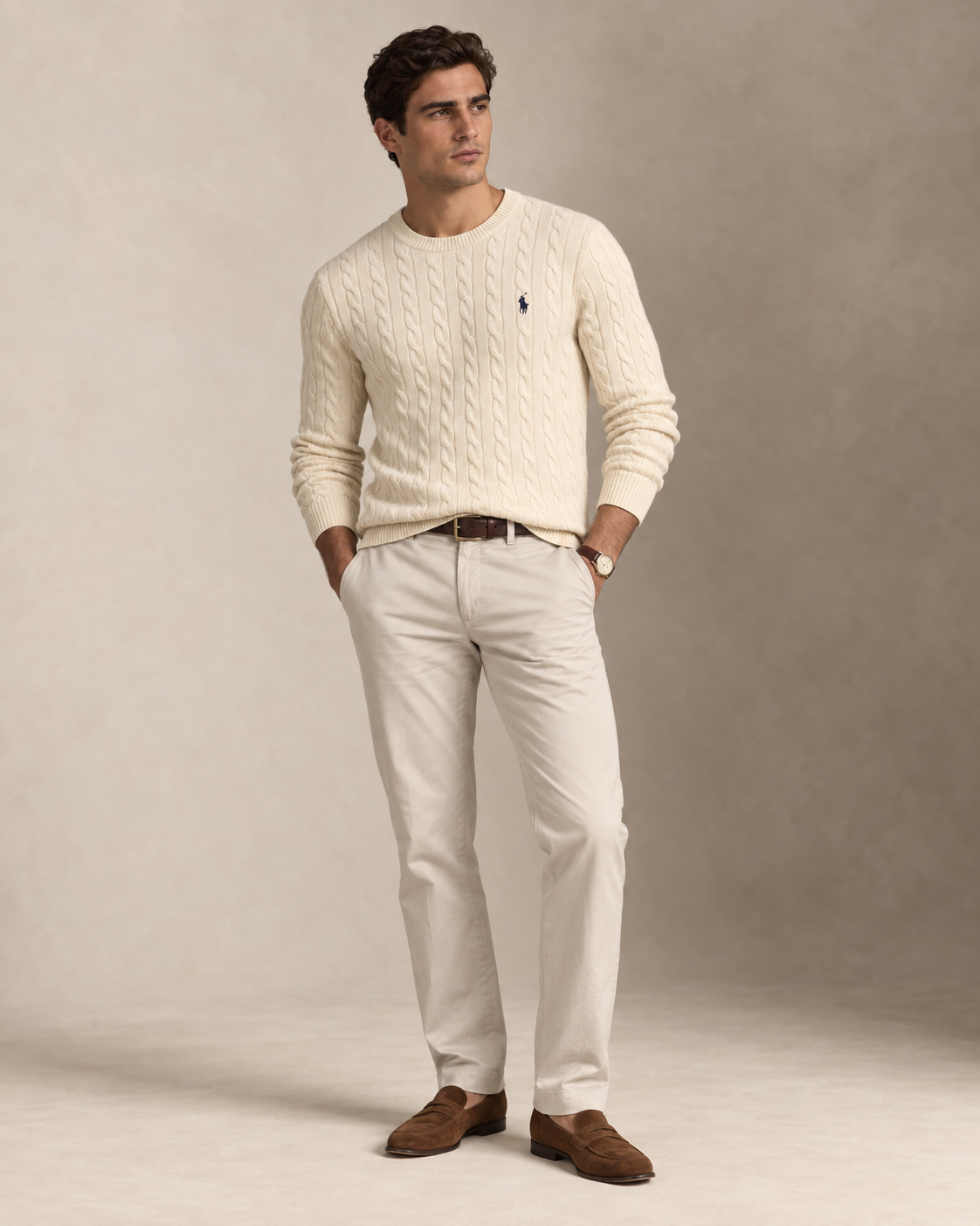 Cable-Knit Cotton Jumper — men's jumpers, front view