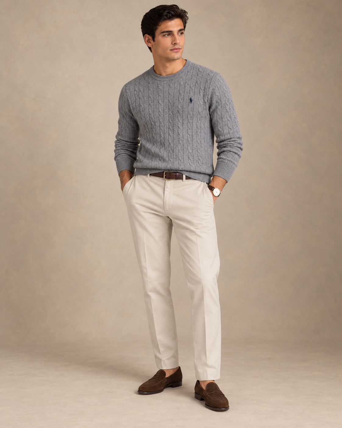 Cable-Knit Cotton Jumper — men's jumpers, front view