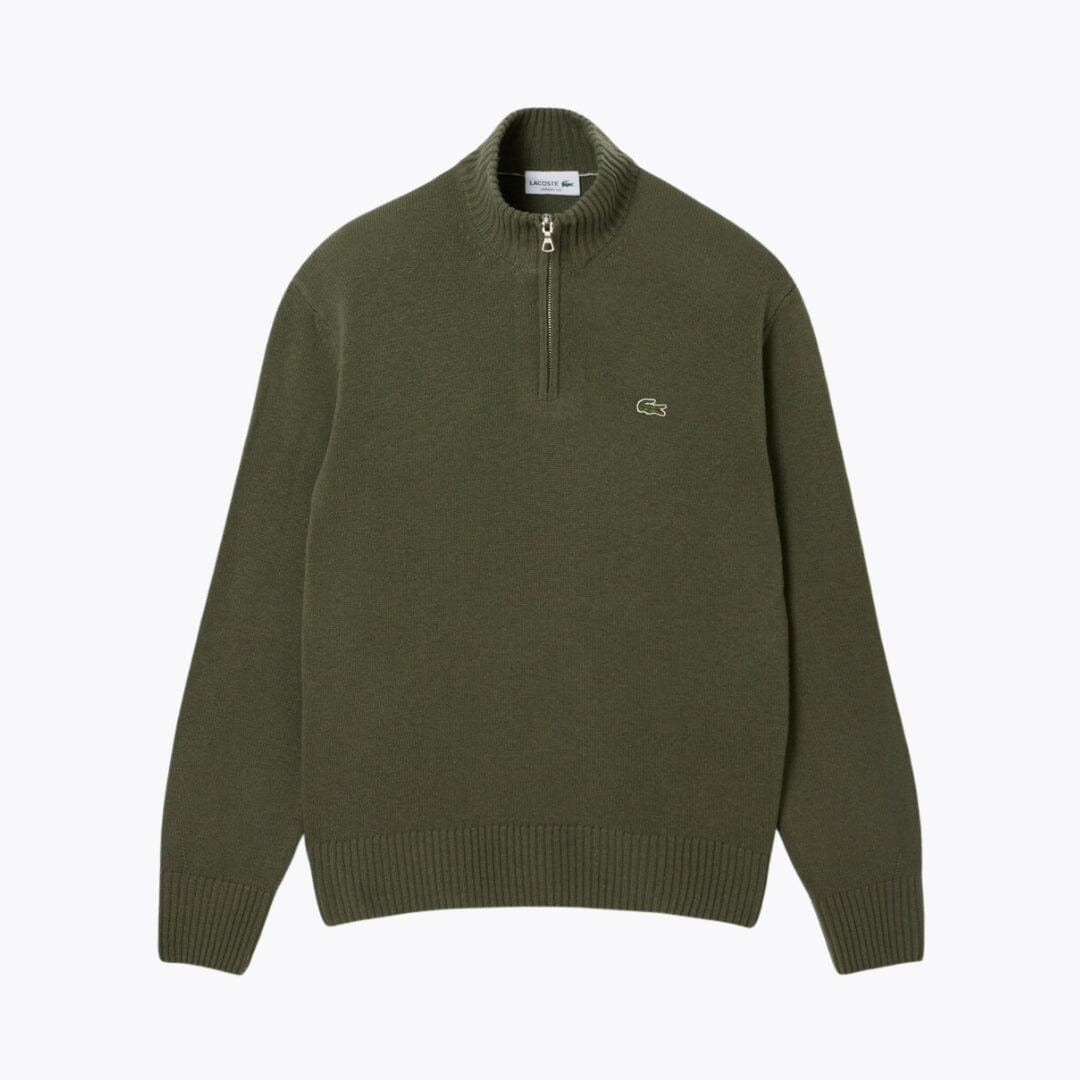 Fleece Quarter-Zip Sweatshirt in Khaki Green — men's sweatshirts, front view