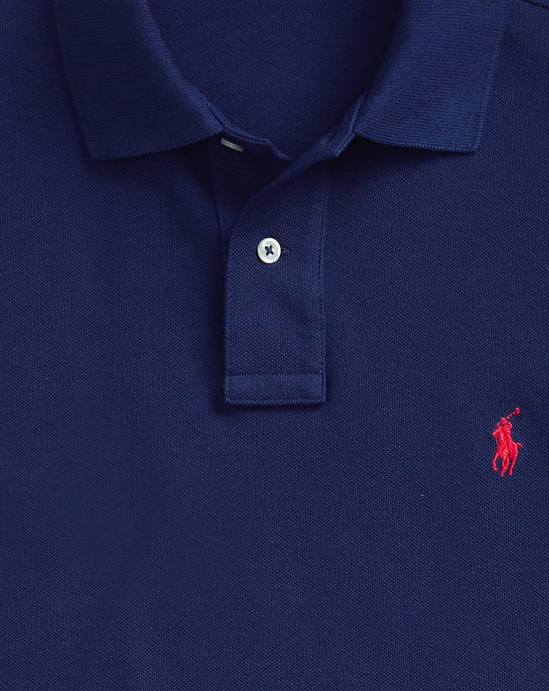 Slim Fit Cotton Mesh Polo — men's polo shirts, back view