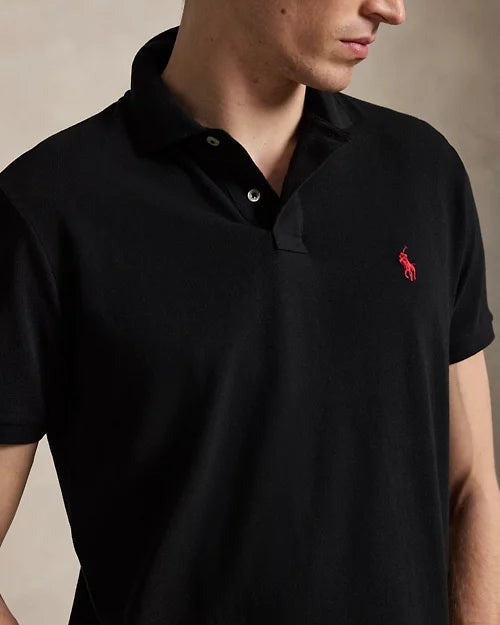 Slim Fit Cotton Mesh Polo — men's polo shirts, back view