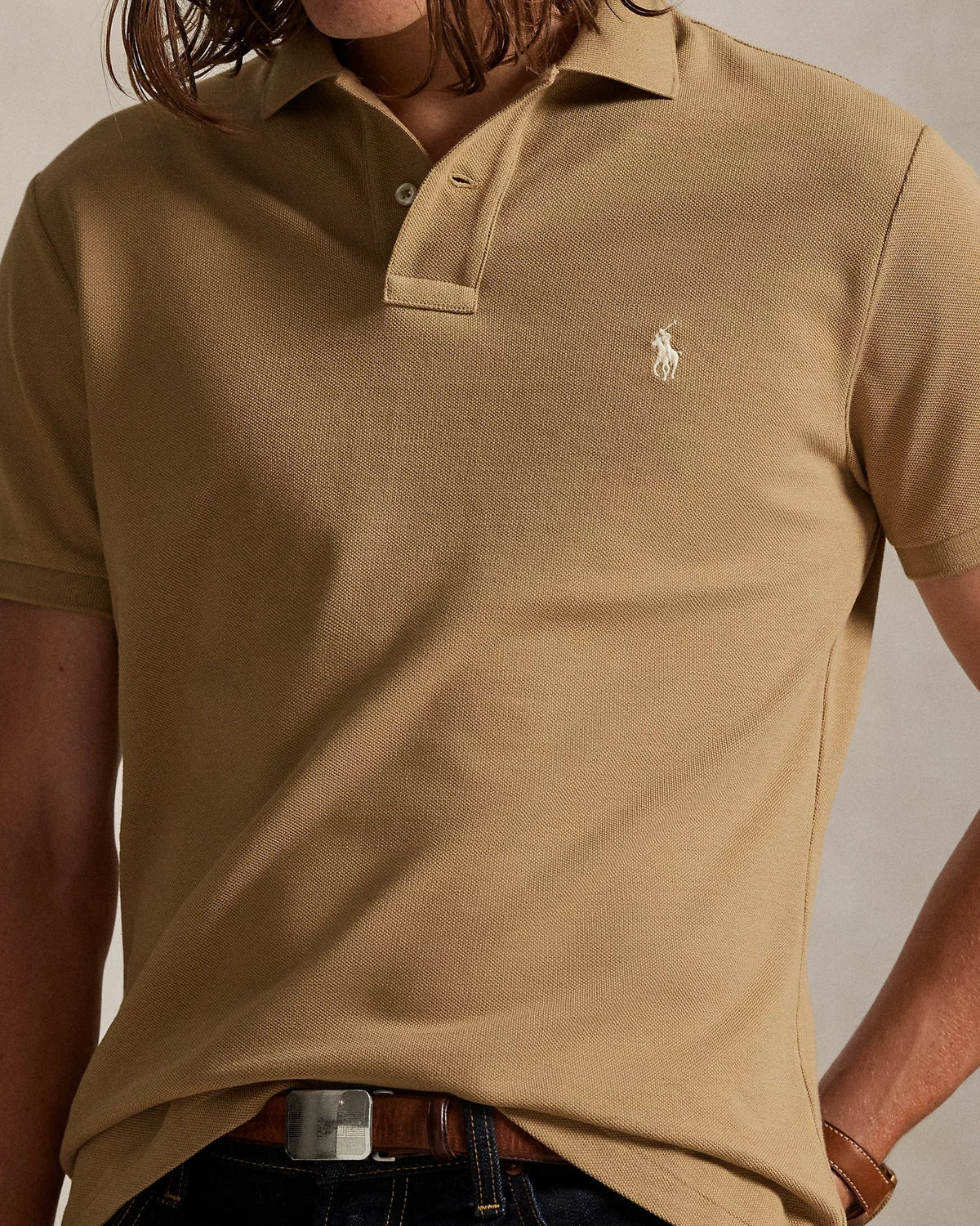 Slim Fit Cotton Mesh Polo — men's polo shirts, detail