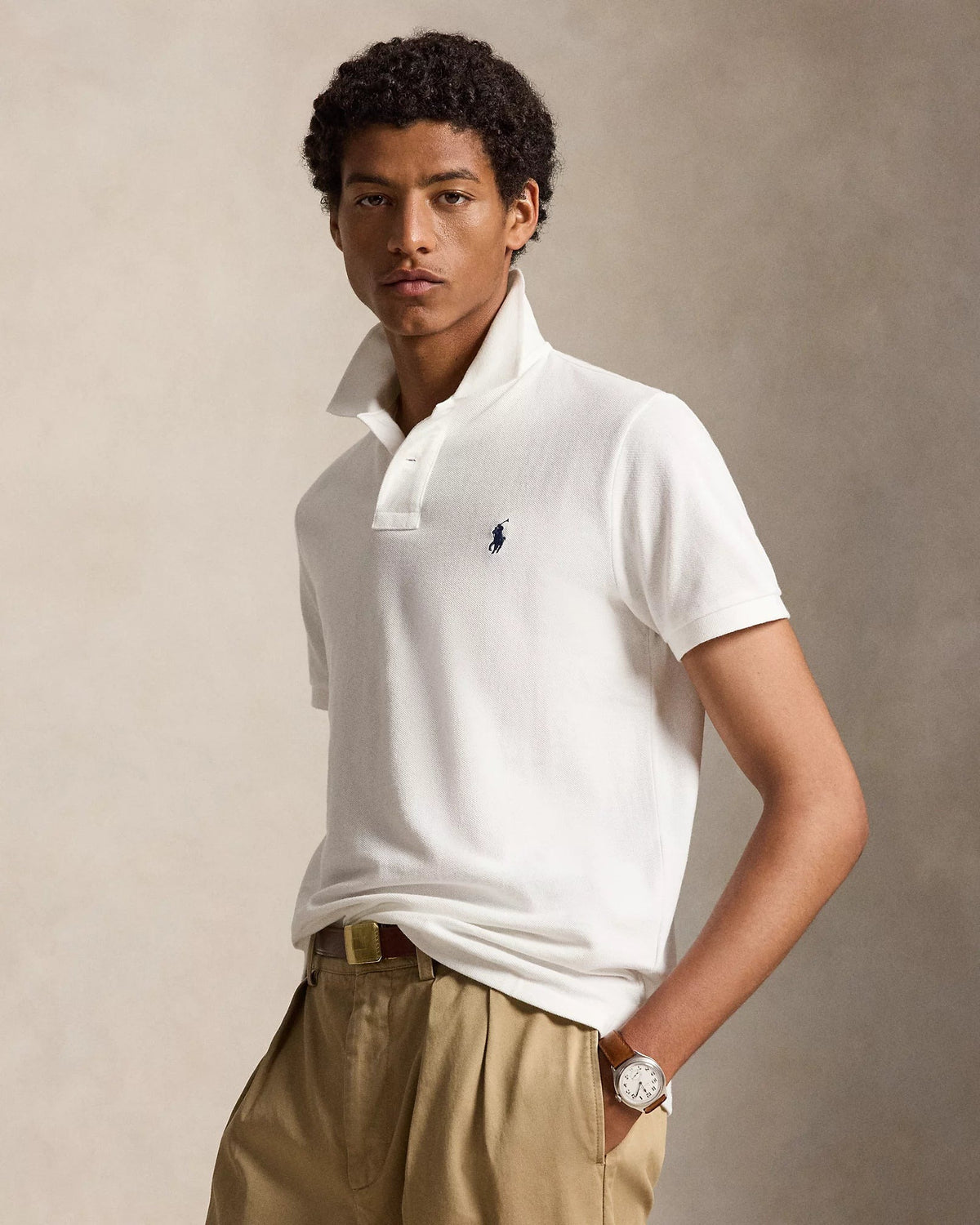 Slim Fit Cotton Mesh Polo — men's polo shirts, detail