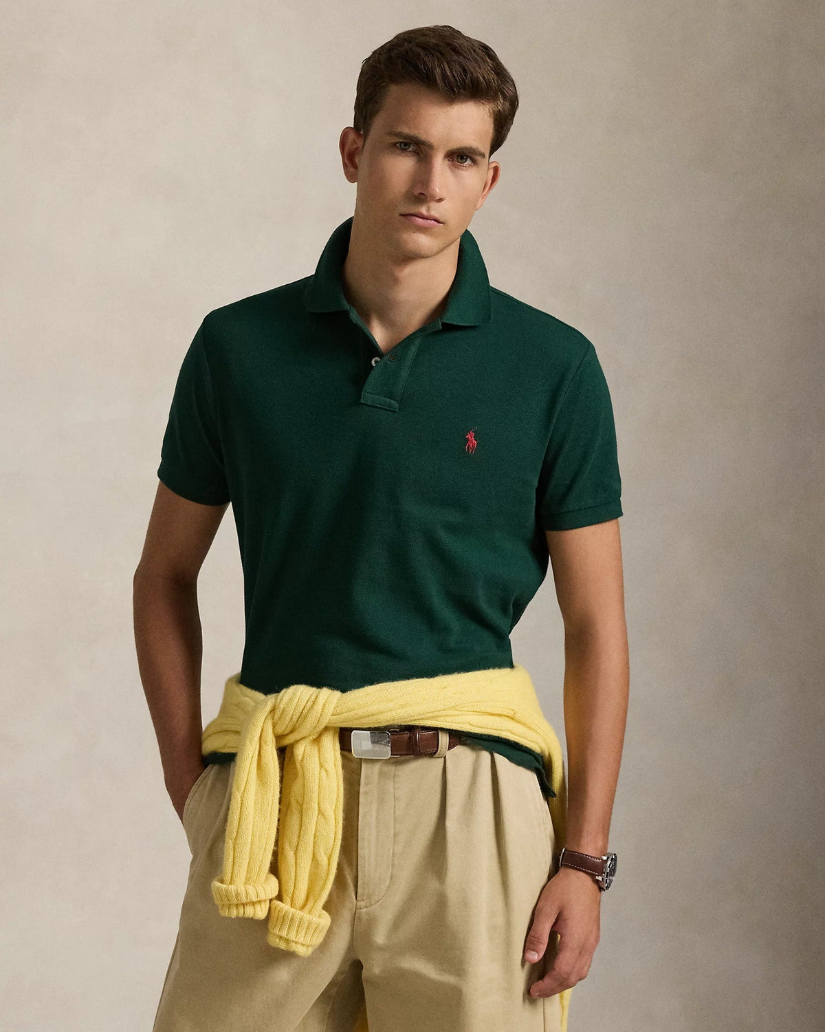 Slim Fit Cotton Mesh Polo — men's polo shirts, styled