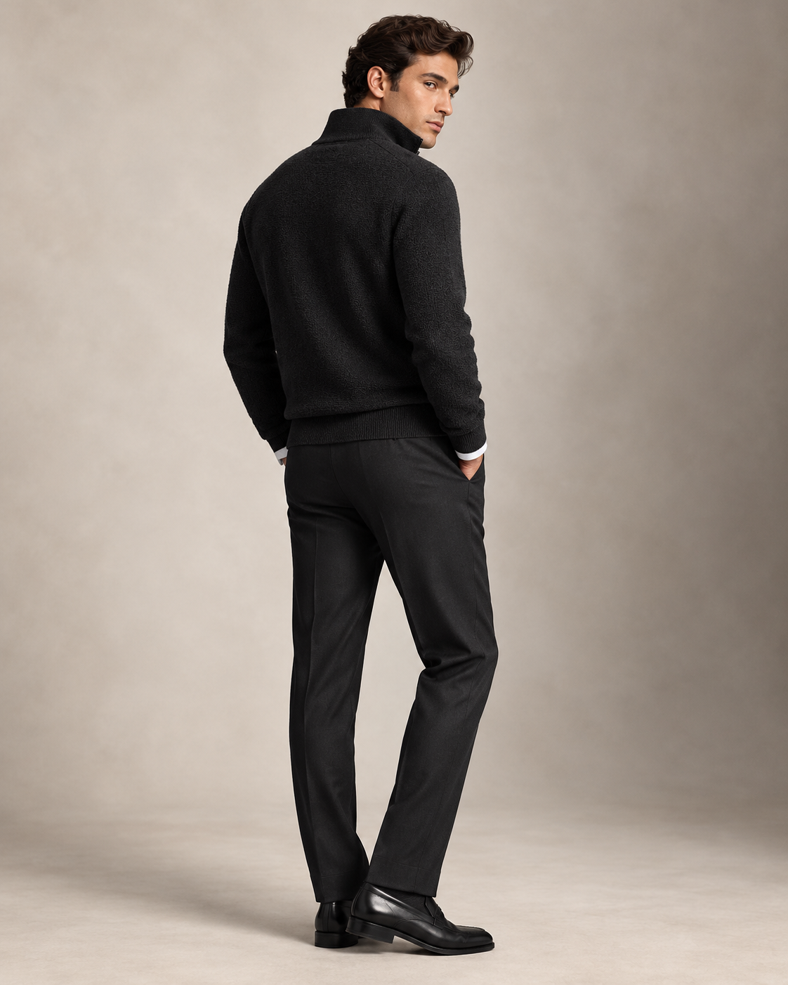 Mesh-Knit Cotton Quarter-Zip Jumper — men's quarter-zip jumpers, front view