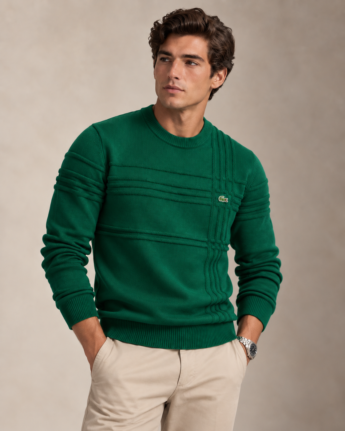 Textured Cotton Jumper & Vest Set — men's knitwear sets, side view