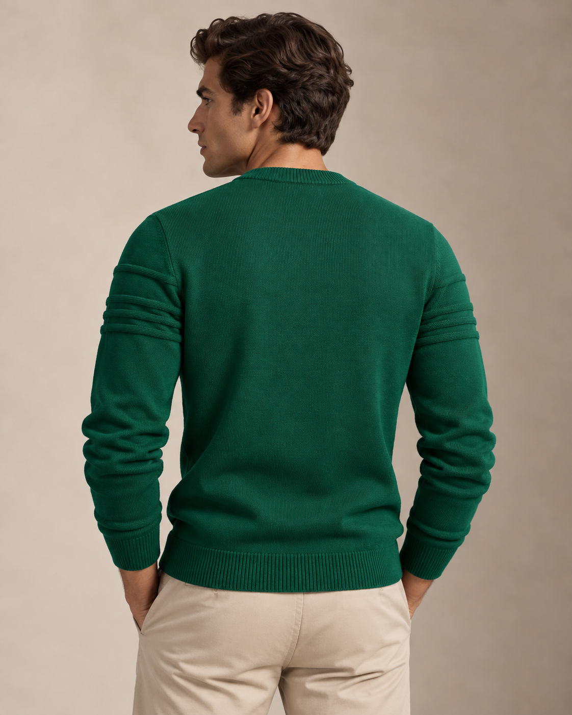 Textured Cotton Jumper & Vest Set — men's knitwear sets, back view